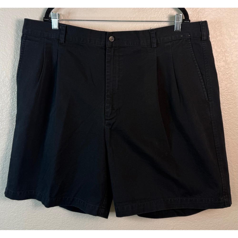 Nordstrom Mens 44 Shorts Black Smartcare Pleated Cotton Chino Casual Dressy